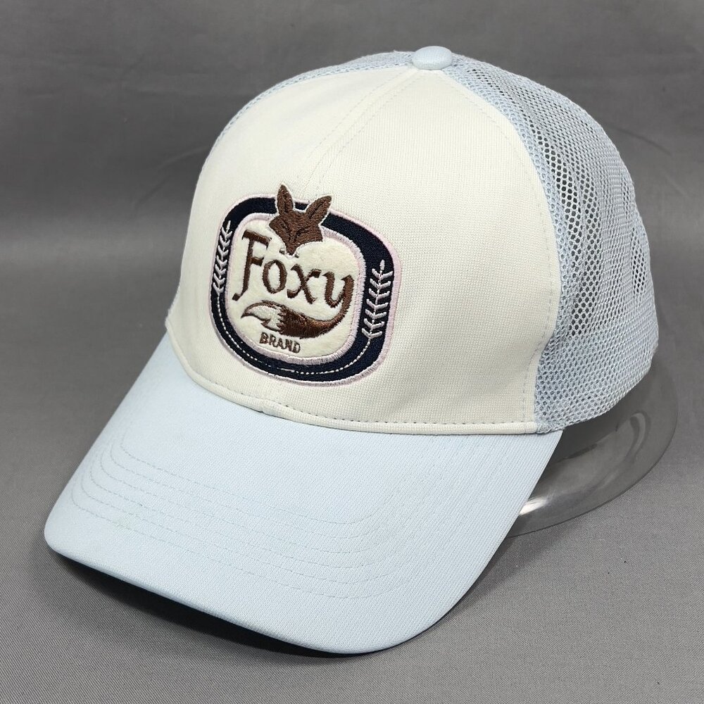 American Eagle Outfitters Foxy Brand Trucker Hat White Blue Mesh Snapback Cap
